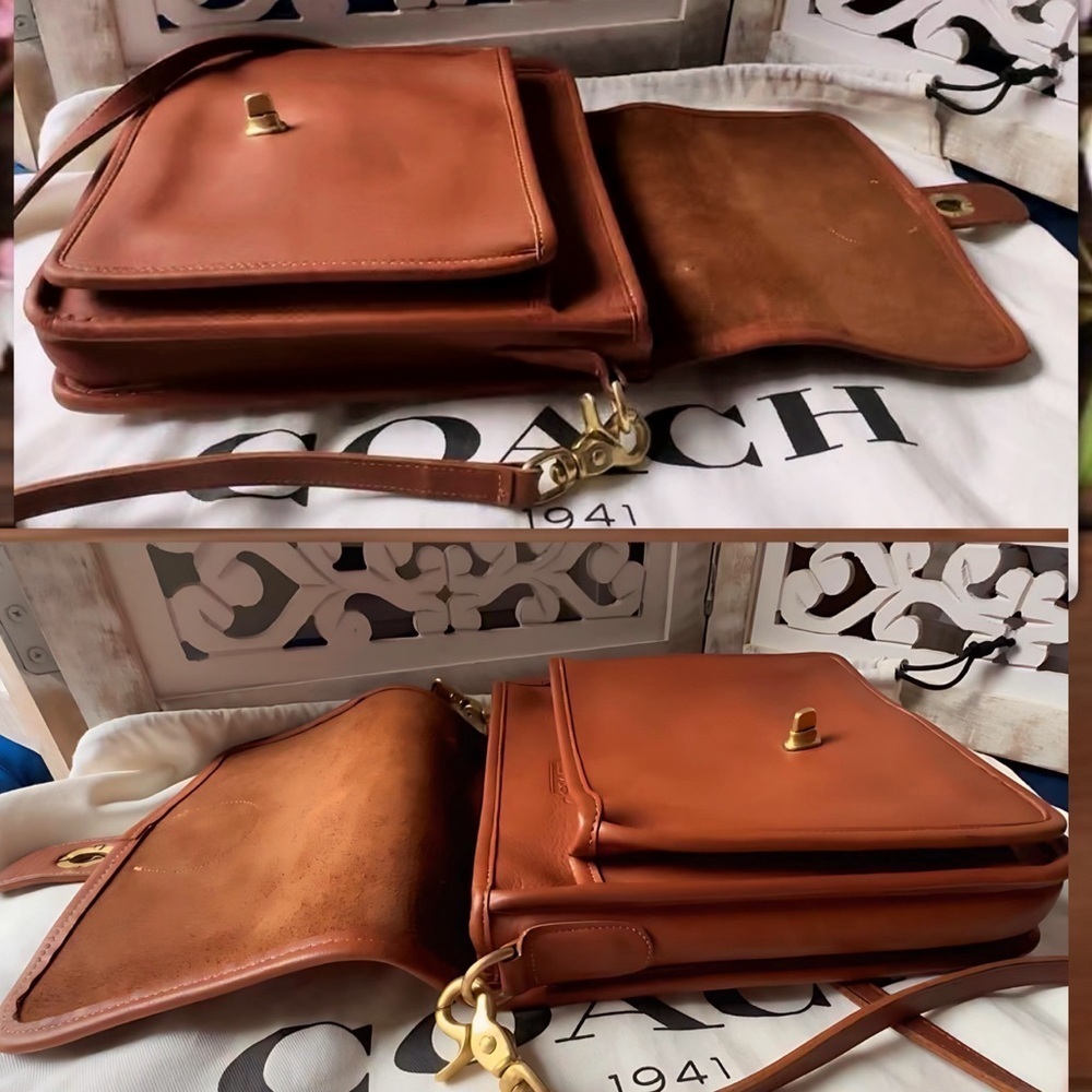 VINTAGE COACH BRITISH TAN LEATHER STATION BAG 5130 - Picture 10 of 17